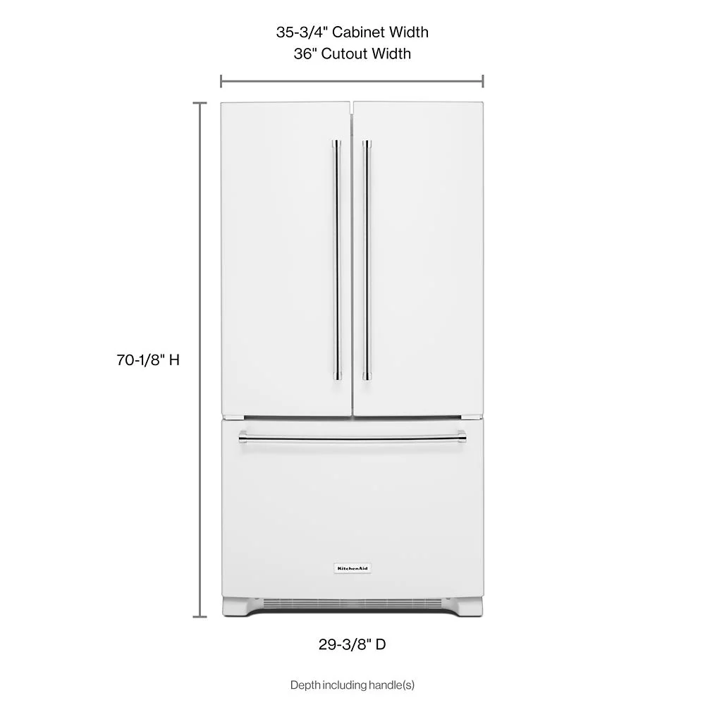 Kitchenaid 20 cu. ft. 36-Inch Width Counter-Depth French Door Refrigerator with Interior Dispense