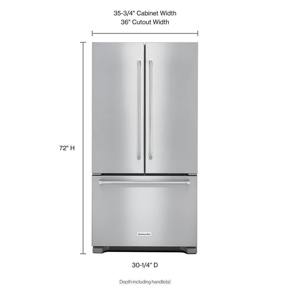 Kitchenaid KRFC302ESS 22 cu. ft. 36" Counter-Depth French Door Refrigerator with Interior Dispense - Image 2
