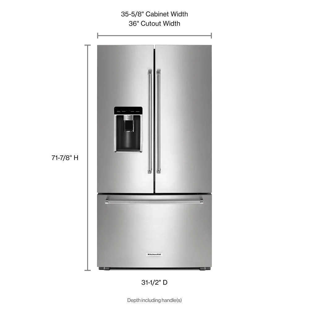 Kitchenaid KRFC704FPS 23.8 cu. ft. 36" Counter-Depth French Door Platinum Interior Refrigerator with PrintShield™ Finish - Image 3