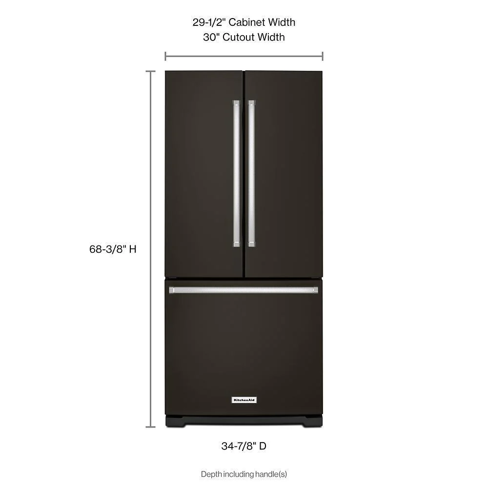 Kitchenaid KRFF300EBS 20 cu. Ft. 30-Inch Width Standard Depth French Door Refrigerator with Interior Dispense - Image 4