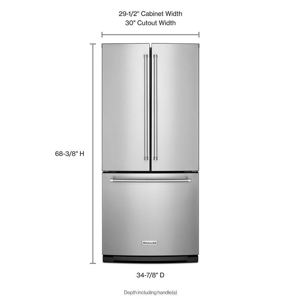 Kitchenaid KRFF300ESS 20 cu. Ft. 30-Inch Width Standard Depth French Door Refrigerator with Interior Dispense - Image 2