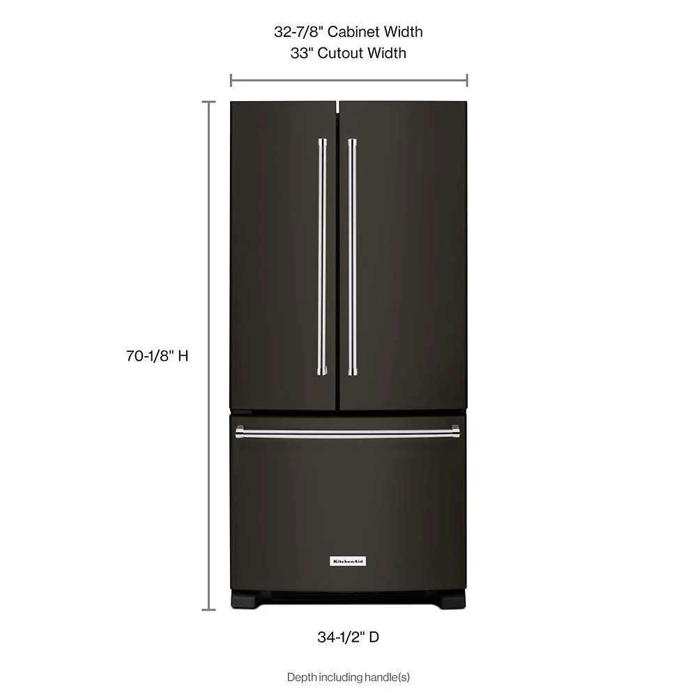 Kitchenaid KRFF302EBS 22 cu. Ft. 33-Inch Width Standard Depth French Door Refrigerator with Interior Dispense and PrintShield™ Finish - Image 2