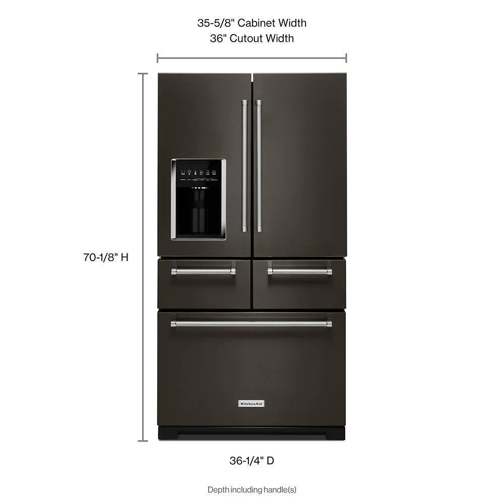 Kitchenaid KRMF706EBS 25.8 Cu. Ft. 36" Multi-Door Freestanding Refrigerator with Platinum Interior Design and PrintShield™ Finish - Image 4