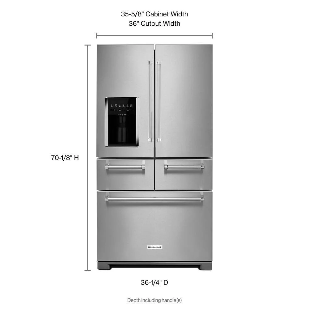 Kitchenaid KRMF706ESS 25.8 Cu. Ft. 36" Multi-Door Freestanding Refrigerator with Platinum Interior Design - Image 2