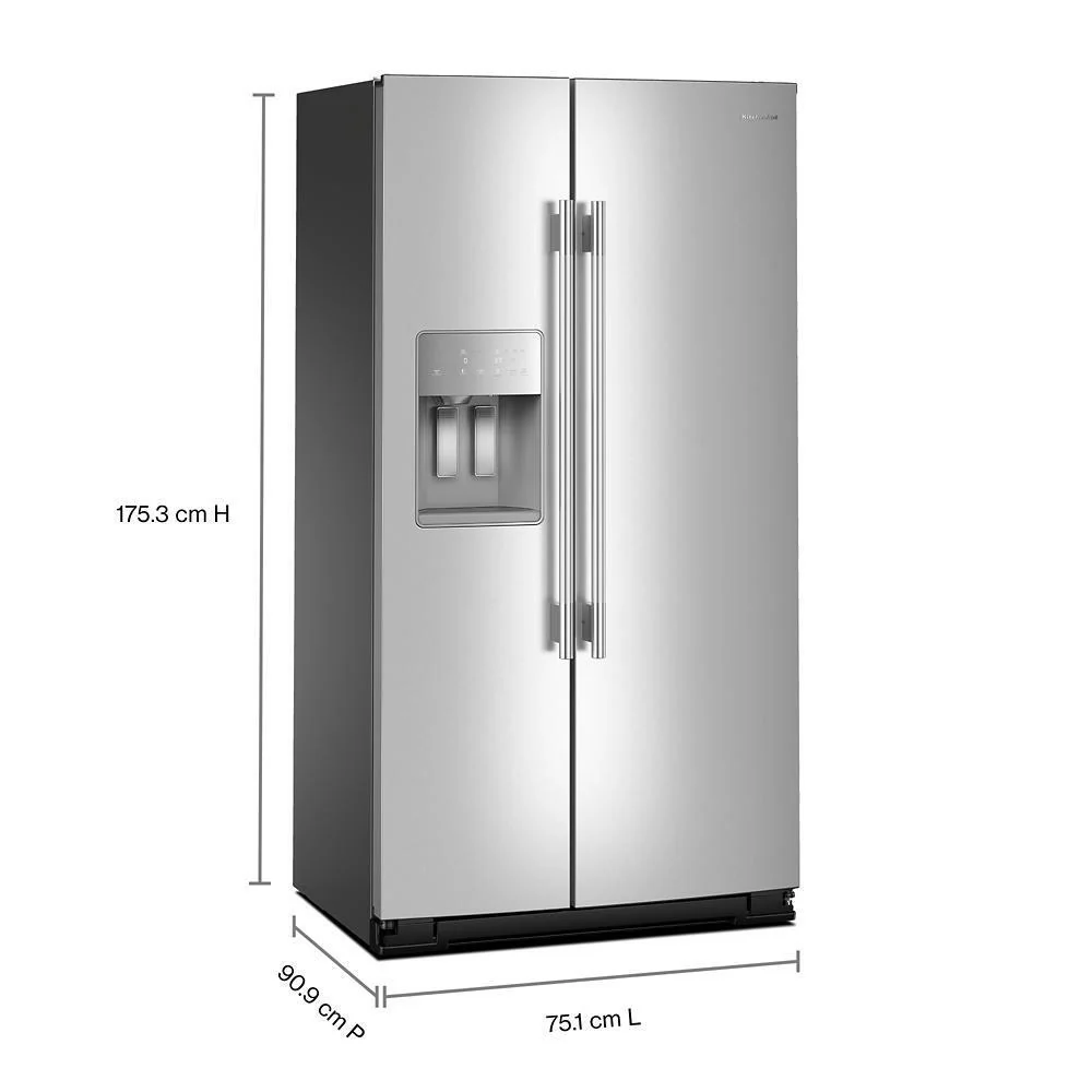 Kitchenaid KRSC536RPS 20.8 Cu. Ft. Counter-Depth Side-by-Side Refrigerator with Exterior Ice and Water Dispenser in PrintShield® Finish - Image 2