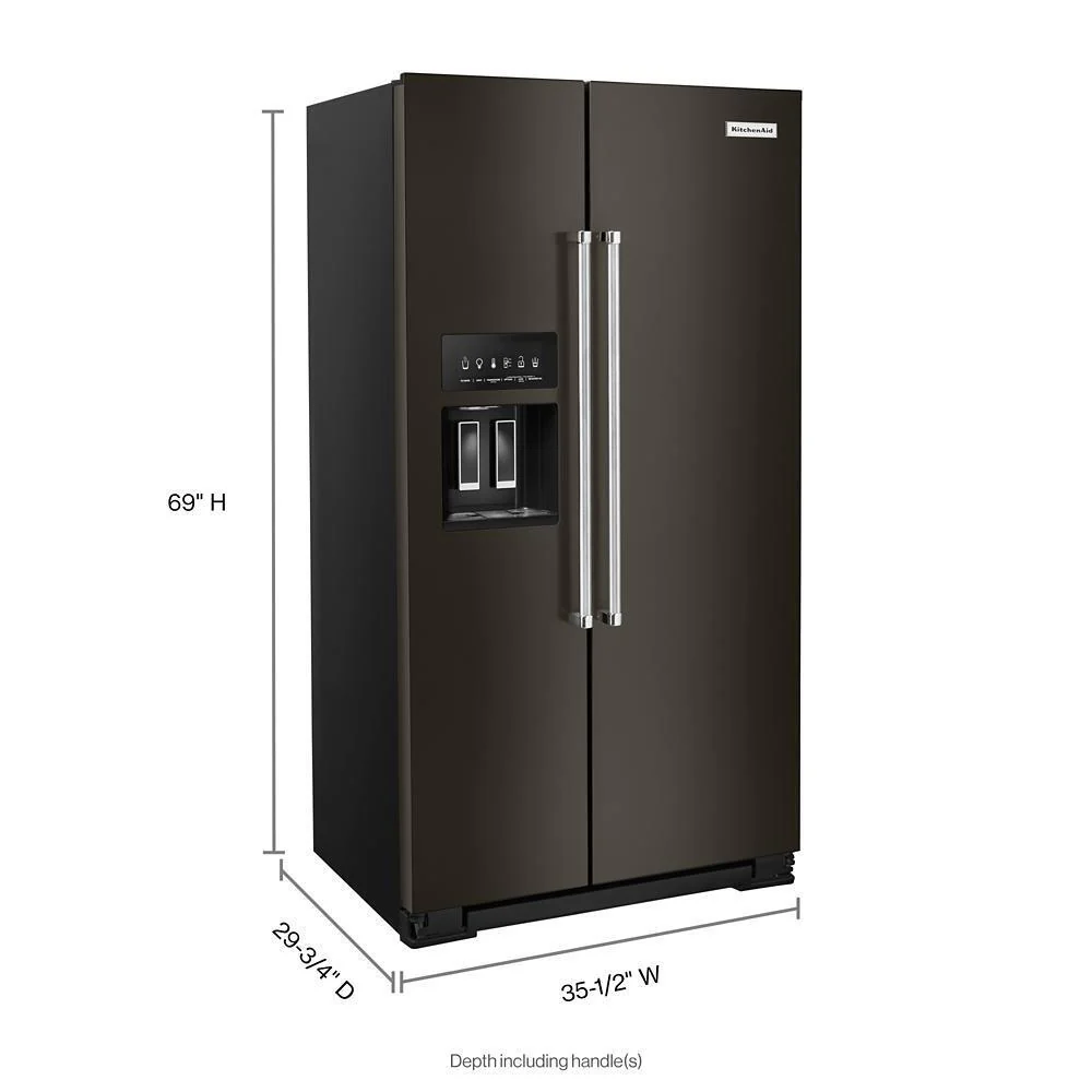 Kitchenaid KRSC700HBS 19.9 cu ft. Counter-Depth Side-by-Side Refrigerator with Exterior Ice and Water and PrintShield™ finish - Image 3