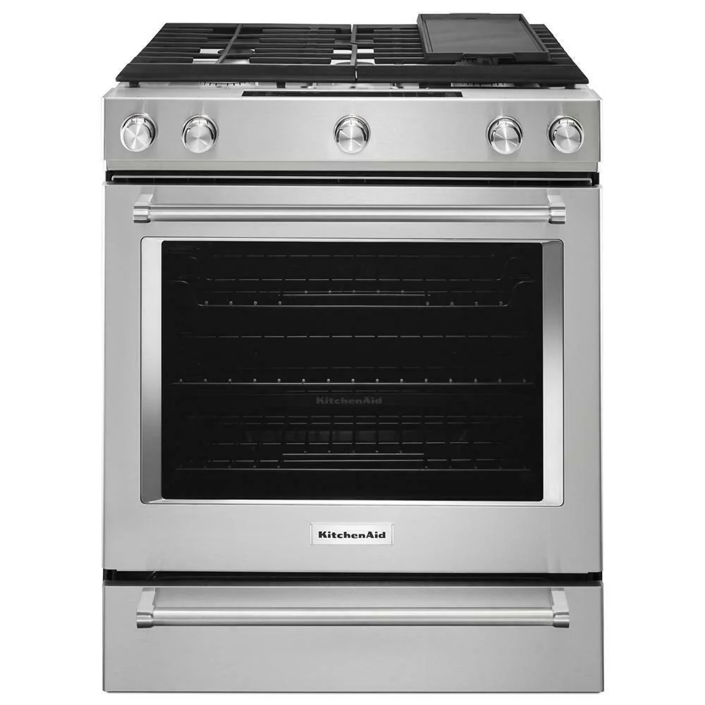 Kitchenaid KSDB900ESS 30-Inch 5-Burner Dual Fuel Convection Slide-In Range with Baking Drawer - Image 2