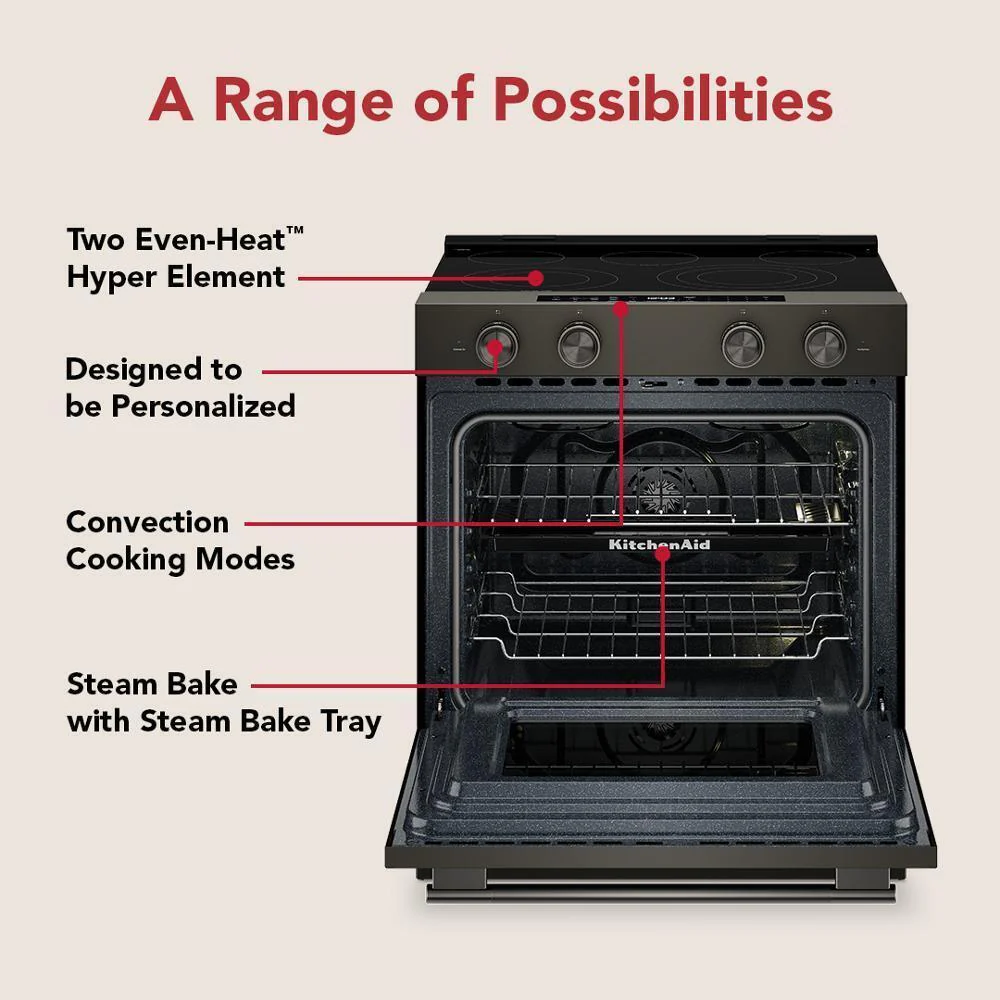 Kitchenaid KSES530SBE 5.3 Cu. Ft. Smart Slide-in Electric Range with Two Even-Heat™ Hyper Elements and Convection Cooking Modes - Image 18