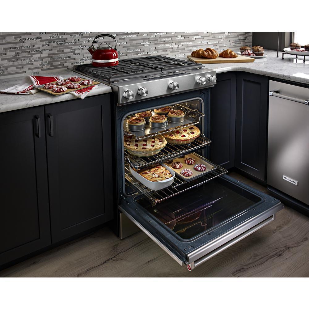 Kitchenaid KSGB900ESS 30-Inch 5 Burner Gas Convection Slide-In Range with Baking Drawer - Image 13
