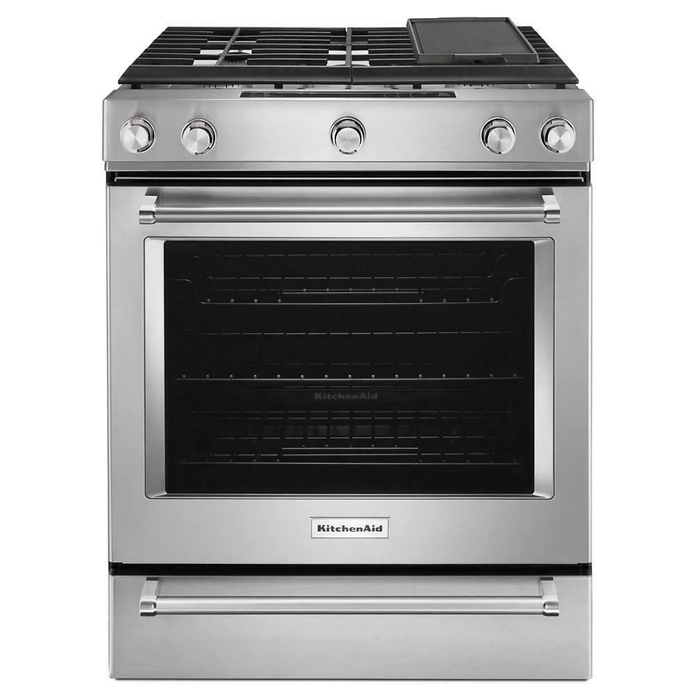 Kitchenaid KSGB900ESS 30-Inch 5 Burner Gas Convection Slide-In Range with Baking Drawer - Image 2