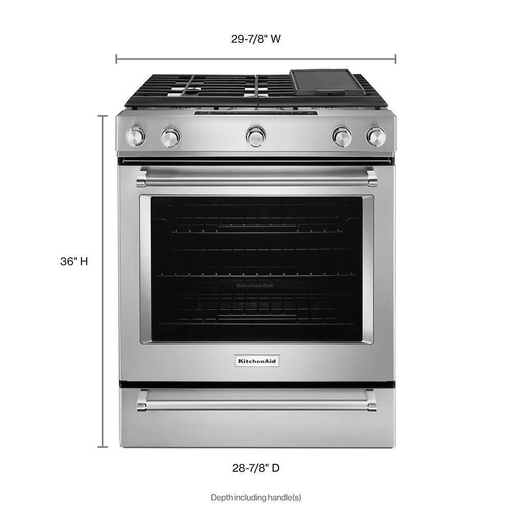 Kitchenaid KSGB900ESS 30-Inch 5 Burner Gas Convection Slide-In Range with Baking Drawer - Image 5