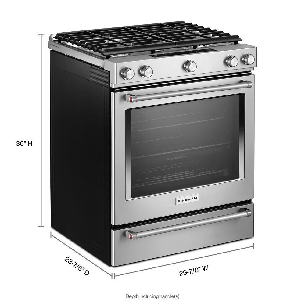 Kitchenaid KSGB900ESS 30-Inch 5 Burner Gas Convection Slide-In Range with Baking Drawer - Image 9