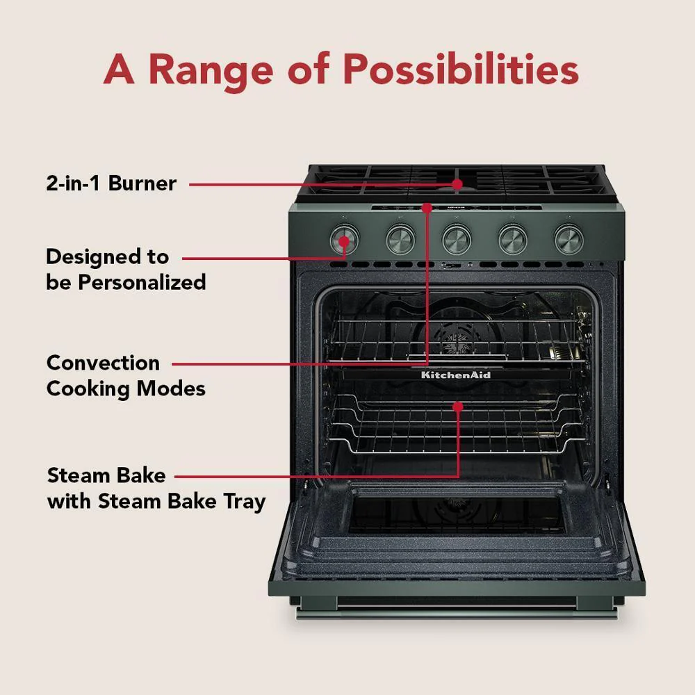 Kitchenaid KSGS530SJP 5.0 Cu. Ft. Smart Slide-in Gas Range with Convection Cooking Modes and 2-in-1 Burner - Image 18