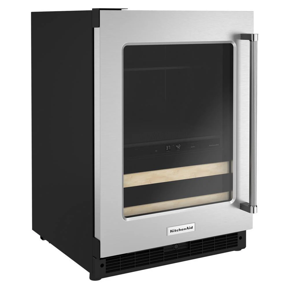 Kitchenaid KUBL214KSB 24" Beverage Center with Glass Door and Wood-Front Racks - Image 2