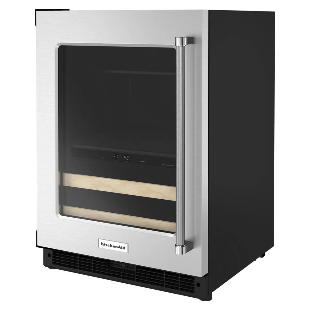 Kitchenaid KUBL214KSB 24" Beverage Center with Glass Door and Wood-Front Racks - Image 3