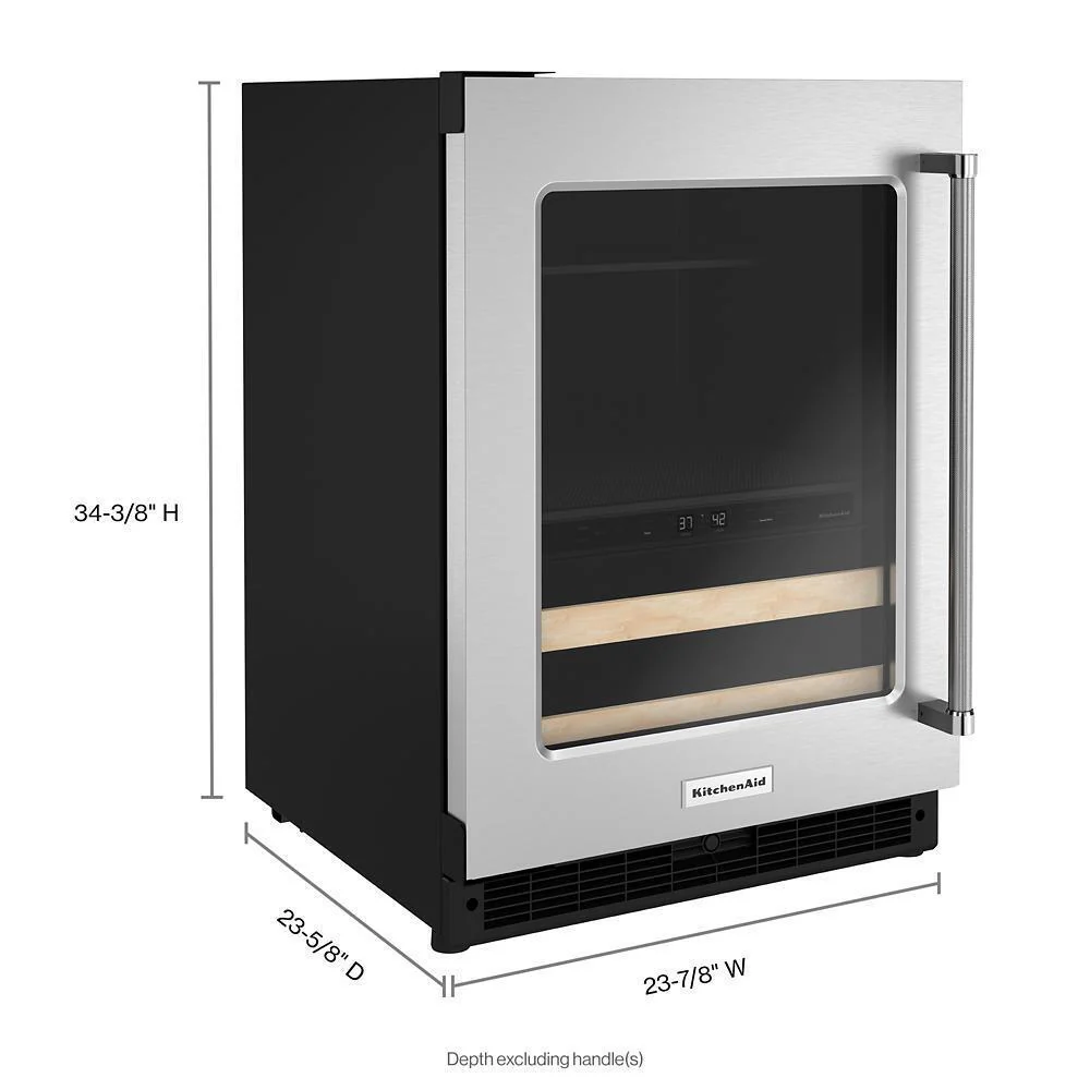 Kitchenaid KUBL214KSB 24" Beverage Center with Glass Door and Wood-Front Racks - Image 5
