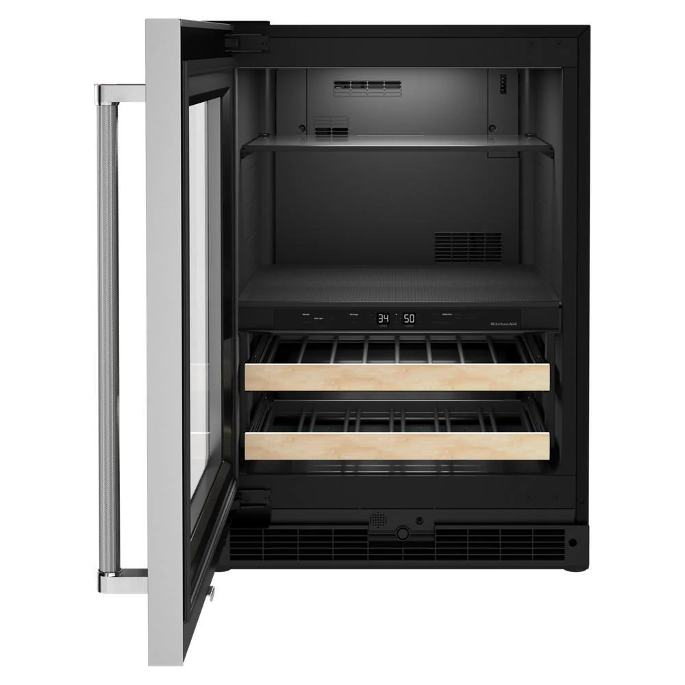 Kitchenaid KUBL214KSB 24" Beverage Center with Glass Door and Wood-Front Racks - Image 6
