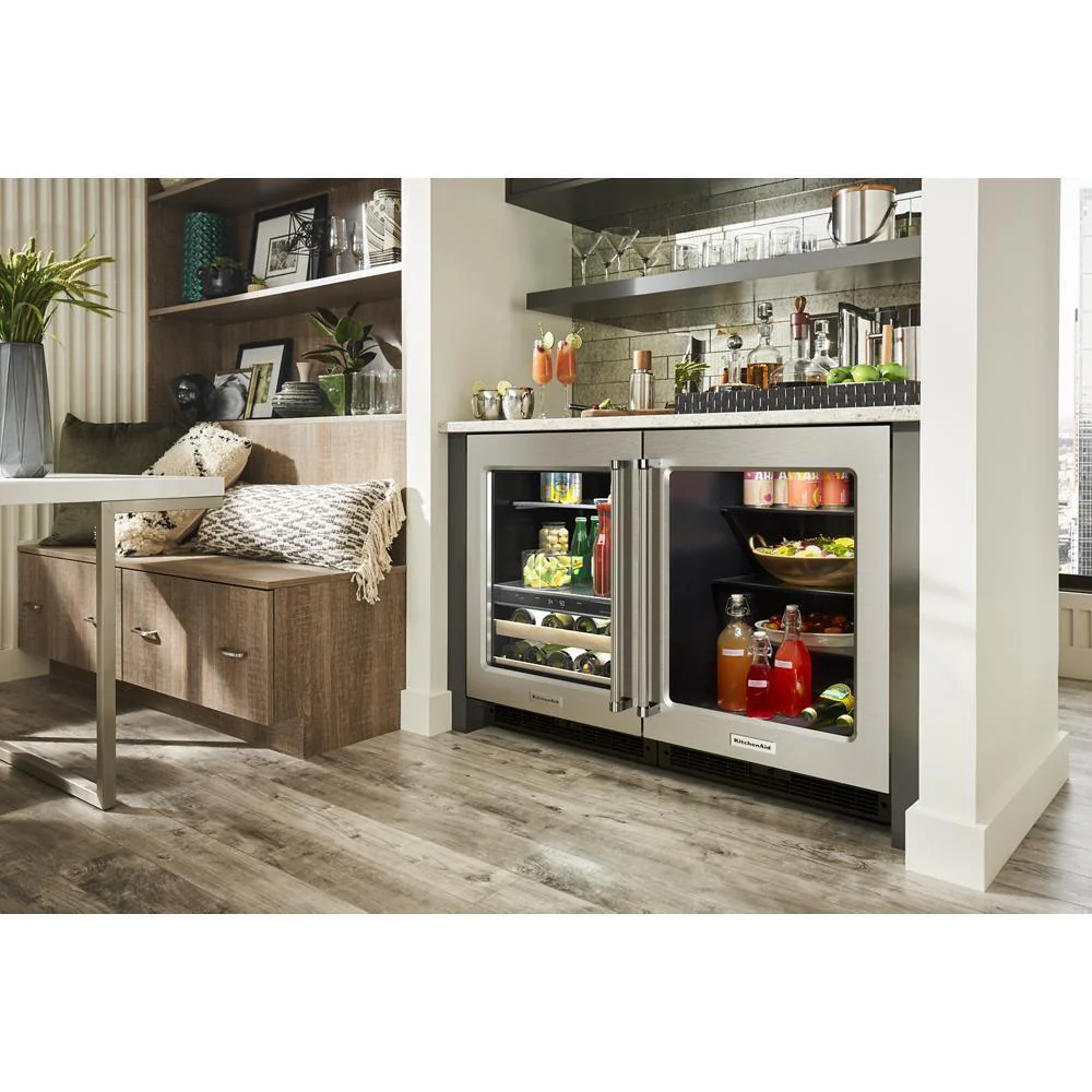 Kitchenaid KUBL214KSB 24" Beverage Center with Glass Door and Wood-Front Racks - Image 7