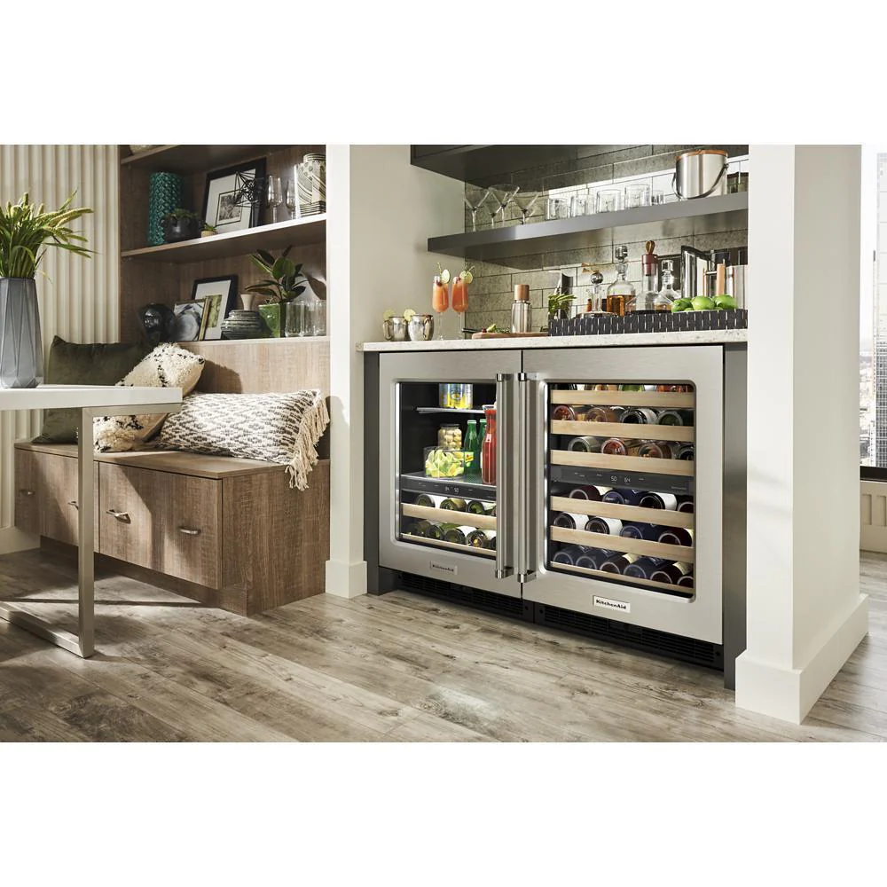 Kitchenaid KUBL214KSB 24" Beverage Center with Glass Door and Wood-Front Racks - Image 9