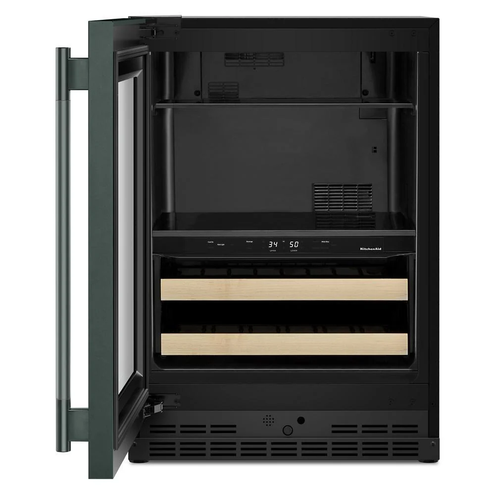 Kitchenaid KUBL524SJP 24" Beverage Center with Glass Door and Wood-Front Racks - Image 9