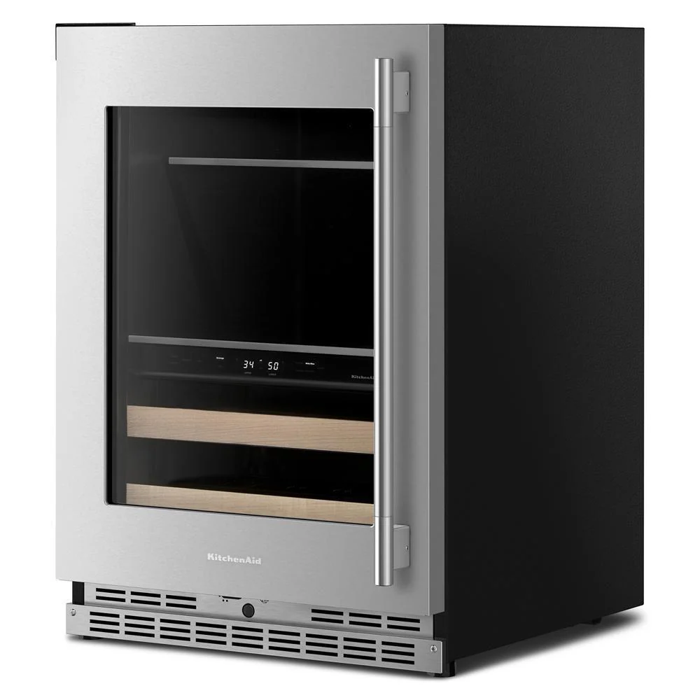 Kitchenaid KUBL524SPS 24" Beverage Center with Glass Door and Wood-Front Racks - Image 3