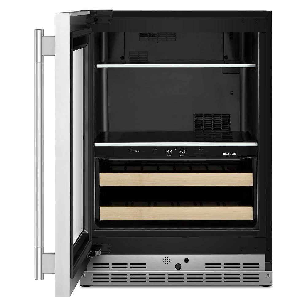 Kitchenaid KUBL524SPS 24" Beverage Center with Glass Door and Wood-Front Racks - Image 4