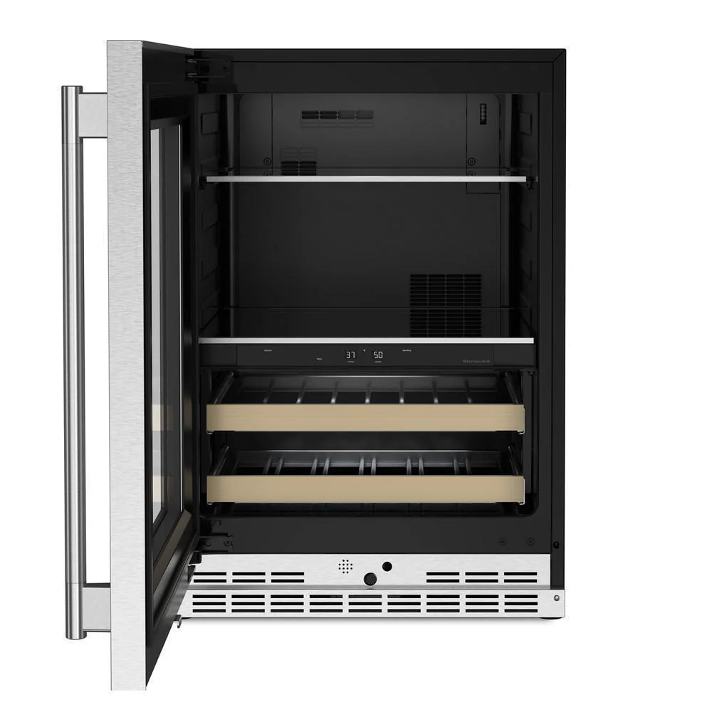 Kitchenaid KUBL524SPS 24" Beverage Center with Glass Door and Wood-Front Racks - Image 7