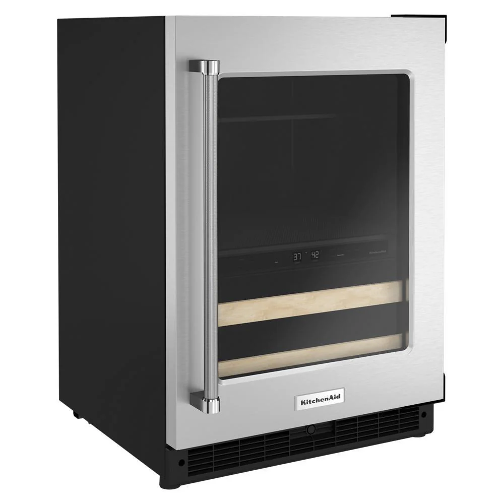 Kitchenaid KUBR214KSB 24" Beverage Center with Glass Door and Wood-Front Racks - Image 2