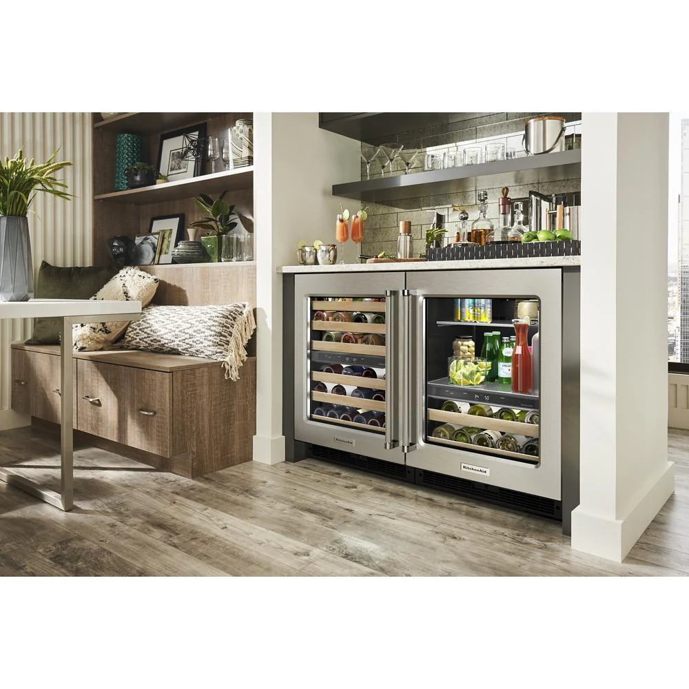 Kitchenaid KUBR214KSB 24" Beverage Center with Glass Door and Wood-Front Racks - Image 8