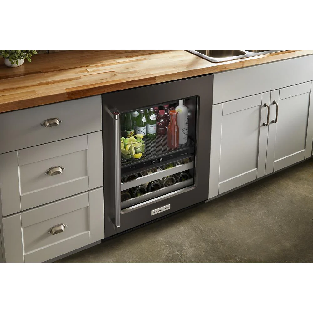 Kitchenaid KUBR314KBS 24" Beverage Center with Glass Door and Metal-Front Racks - Image 7