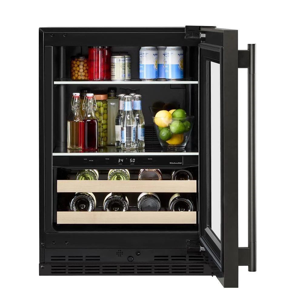 Kitchenaid KUBR524SBE 24" Beverage Center with Glass Door and Wood-Front Racks - Image 7