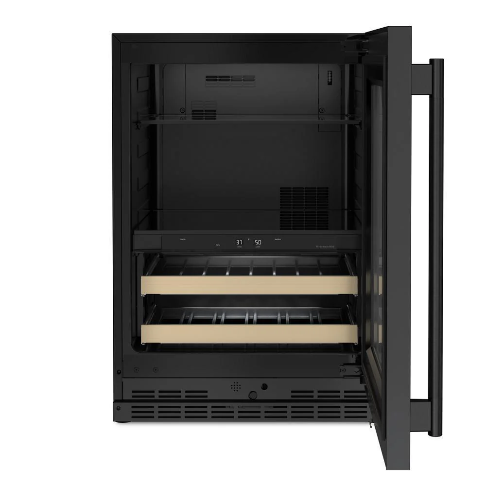 Kitchenaid KUBR524SBE 24" Beverage Center with Glass Door and Wood-Front Racks - Image 9