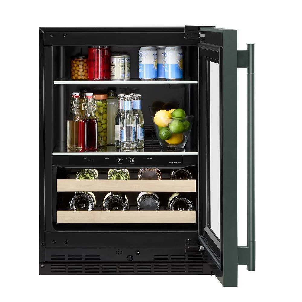 Kitchenaid KUBR524SJP 24" Beverage Center with Glass Door and Wood-Front Racks - Image 5