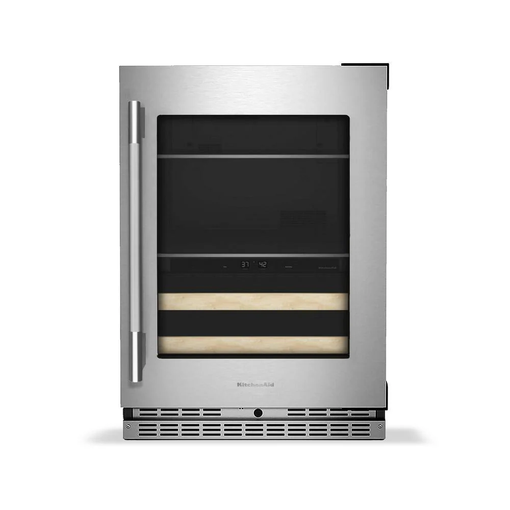 Kitchenaid KUBR524SPS 24" Beverage Center with Glass Door and Wood-Front Racks