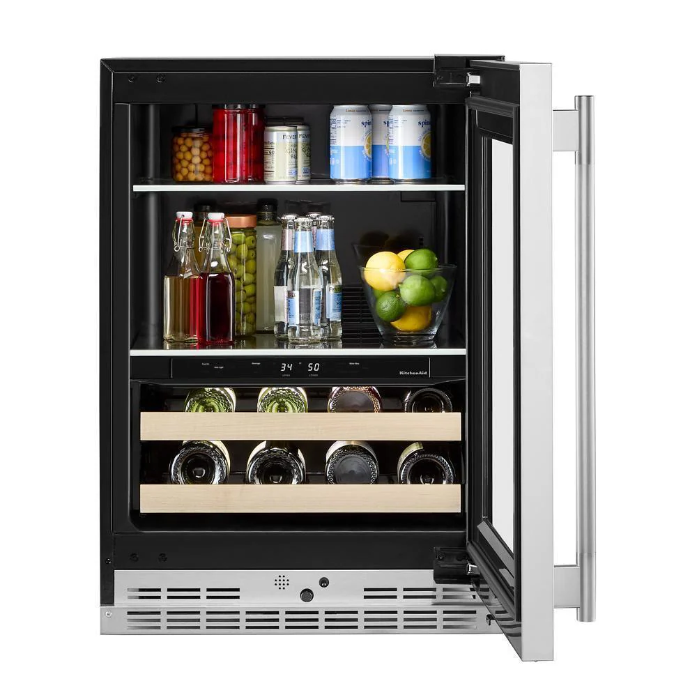 Kitchenaid KUBR524SPS 24" Beverage Center with Glass Door and Wood-Front Racks - Image 8