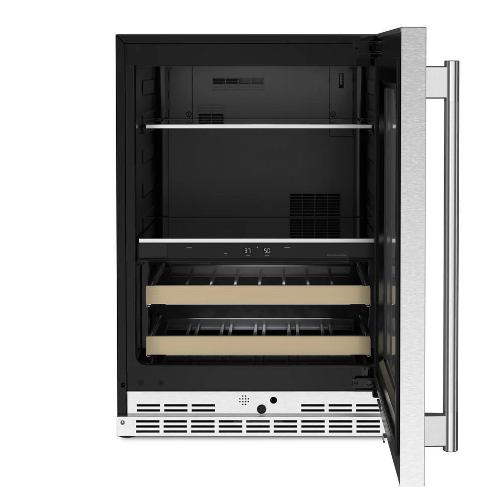 Kitchenaid KUBR524SPS 24" Beverage Center with Glass Door and Wood-Front Racks - Image 9