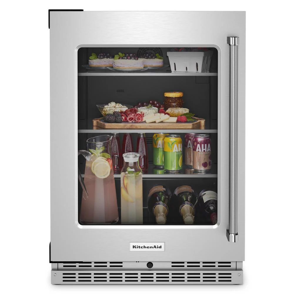 Kitchenaid KURL314KSS 24" Undercounter Refrigerator with Glass Door and Shelves with Metallic Accents - Image 2