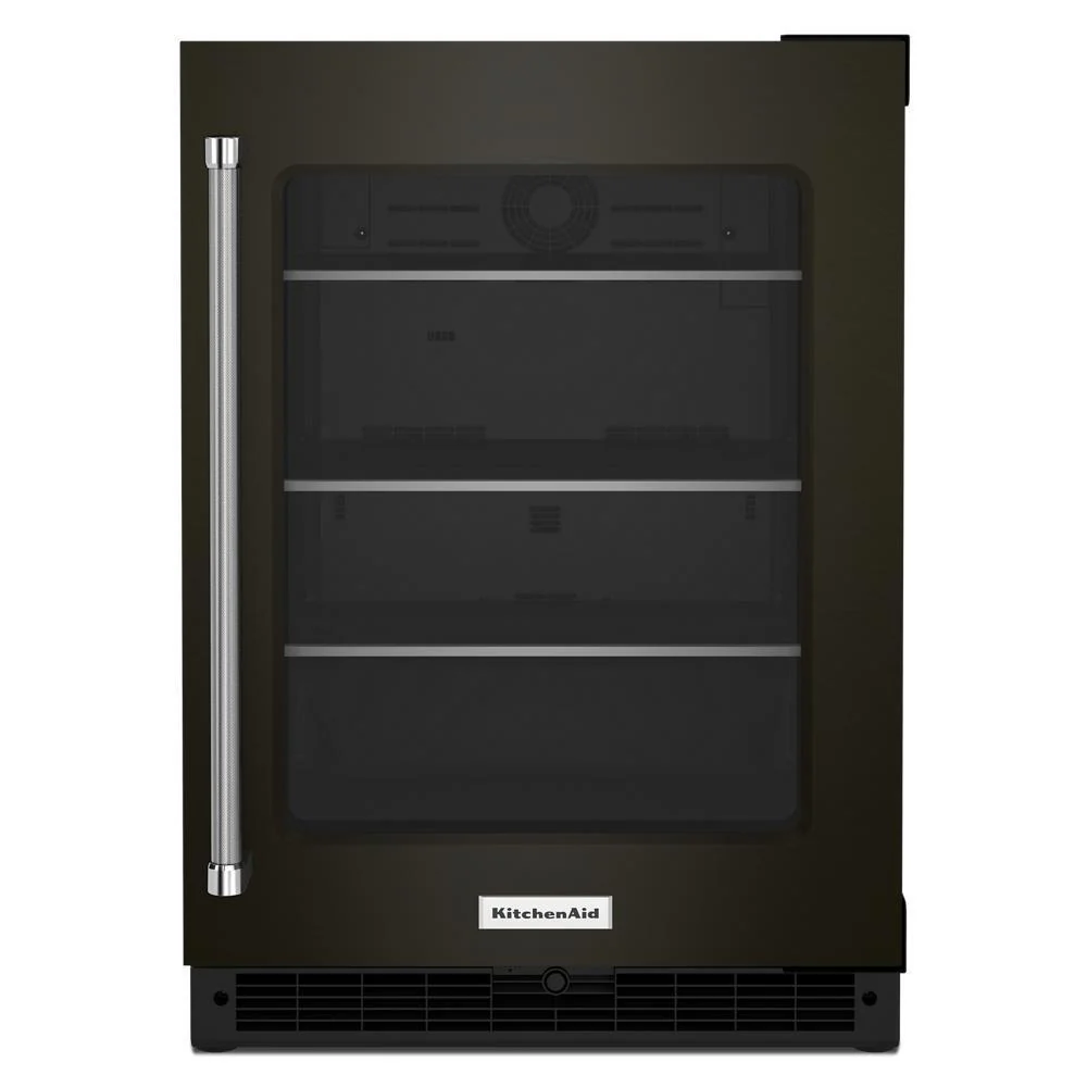 Kitchenaid KURR314KBS 24" Undercounter Refrigerator with Glass Door and Shelves with Metallic Accents and PrintShield™ Finish