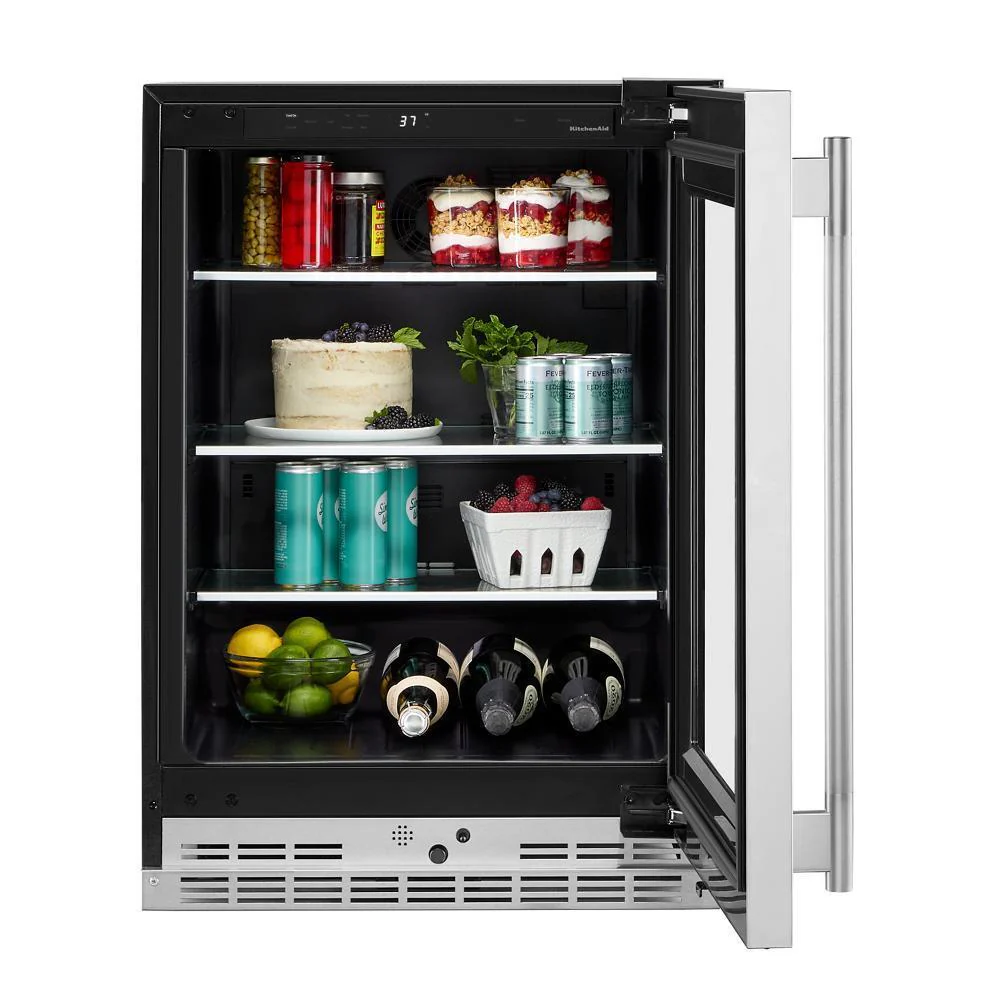 Kitchenaid KURR524SPS 24" Undercounter Refrigerator with Glass Door and Shelves with Metallic Accents - Image 4