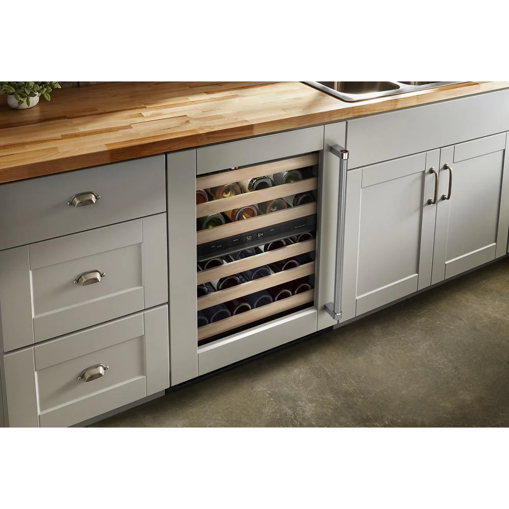 Kitchenaid KUWL214KPA 24" Panel-Ready Undercounter Wine Cellar with Wood-Front Racks - Image 9