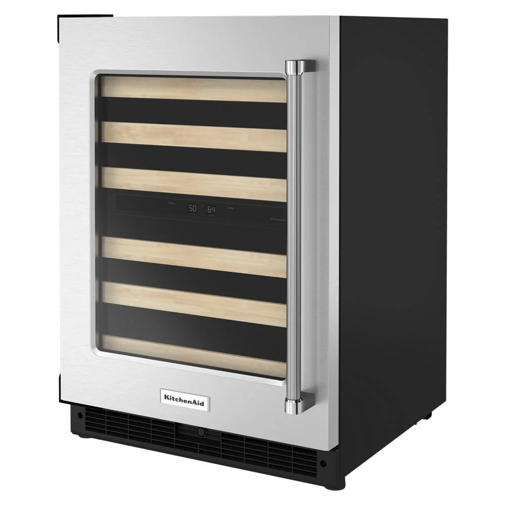Kitchenaid KUWL214KSB 24" Undercounter Wine Cellar with Glass Door and Wood-Front Racks - Image 3