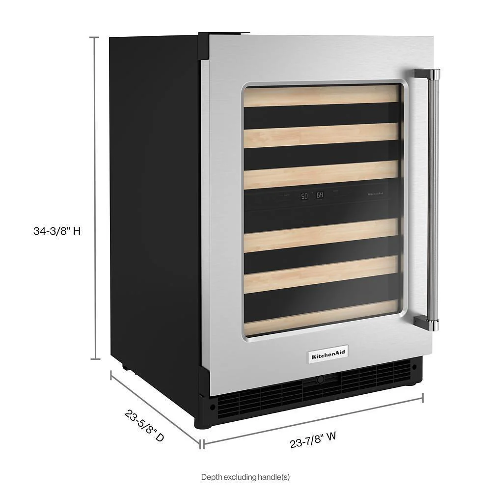 Kitchenaid KUWL214KSB 24" Undercounter Wine Cellar with Glass Door and Wood-Front Racks - Image 6