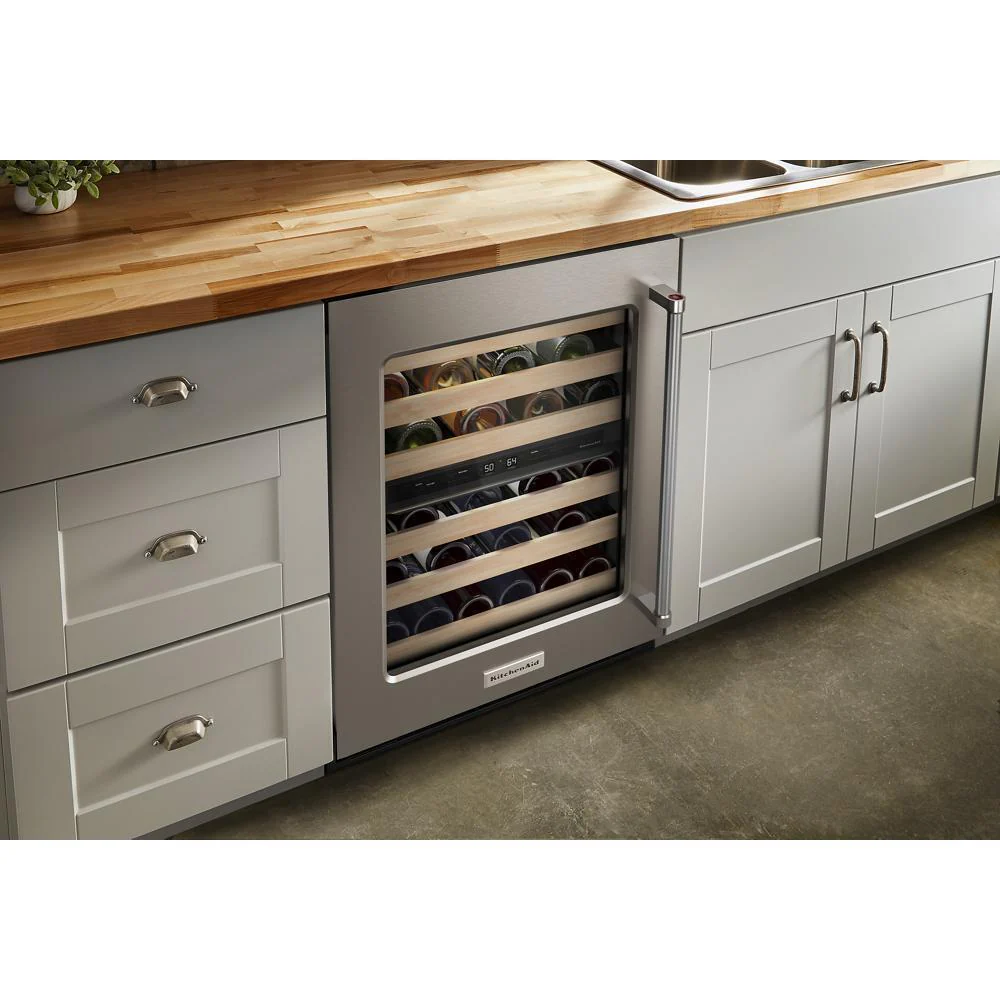 Kitchenaid KUWL214KSB 24" Undercounter Wine Cellar with Glass Door and Wood-Front Racks - Image 9