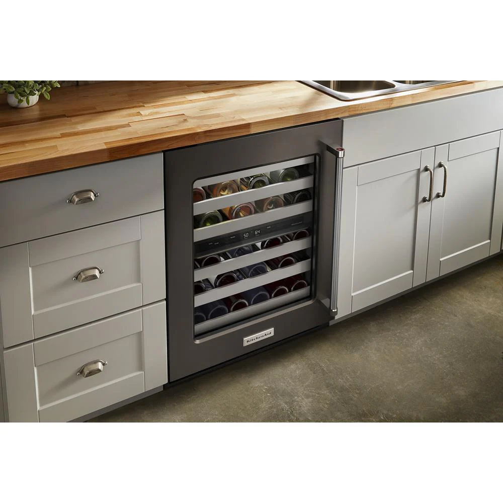 Kitchenaid KUWL314KBS 24" Undercounter Wine Cellar with Glass Door and Metal-Front Racks - Image 11