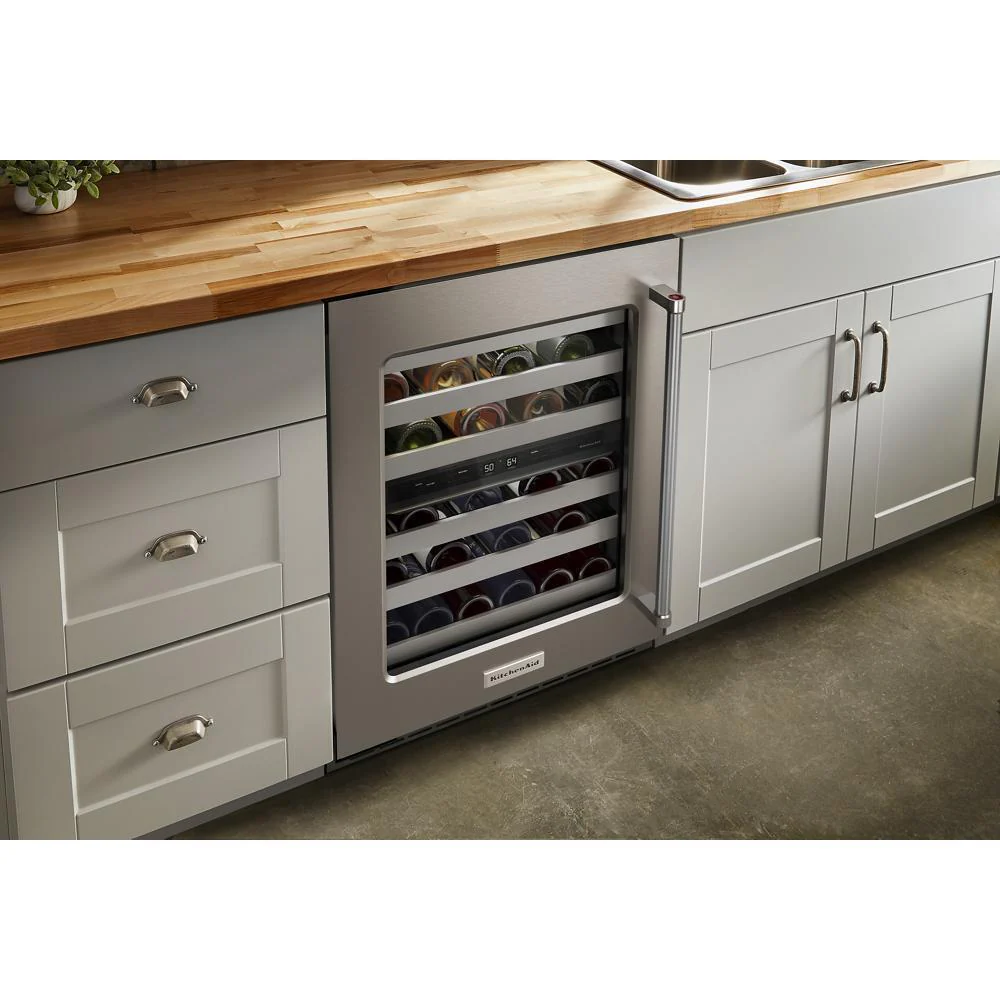 Kitchenaid KUWL314KSS 24" Undercounter Wine Cellar with Glass Door and Metal-Front Racks - Image 12