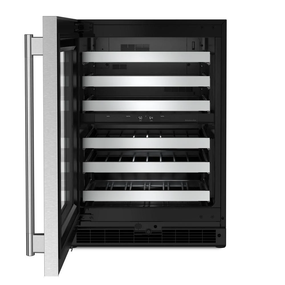 Kitchenaid KUWL324SSB 24" Undercounter Wine Cellar with Full-Extension Metal-Front Racks - Image 6