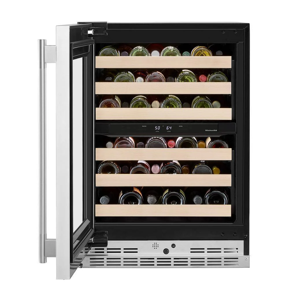 Kitchenaid KUWL524SPS 24" Undercounter Wine Cellar with Full-Extension Wood-Front Racks - Image 6
