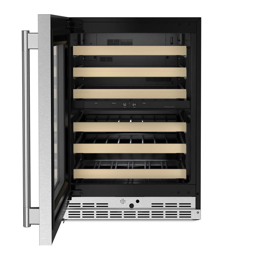Kitchenaid KUWL524SPS 24" Undercounter Wine Cellar with Full-Extension Wood-Front Racks - Image 9
