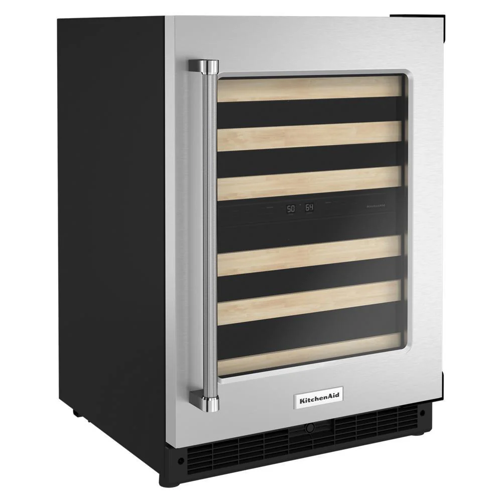 Kitchenaid KUWR214KSB 24" Undercounter Wine Cellar with Glass Door and Wood-Front Racks - Image 2
