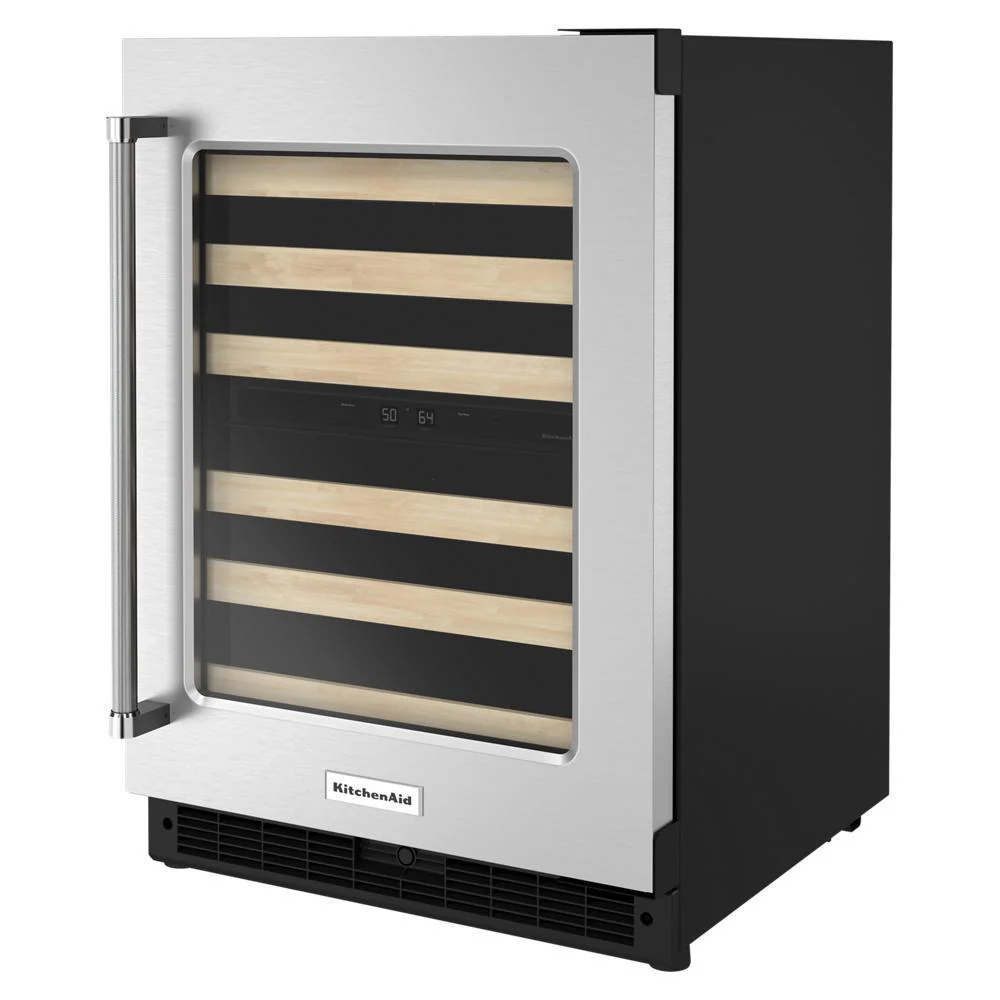 Kitchenaid KUWR214KSB 24" Undercounter Wine Cellar with Glass Door and Wood-Front Racks - Image 3